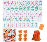 DAO-UPPSE Set Mahjong in acrilico da 160 pezzi - Gioco americano a 4 strati con borsa da viaggio e tessere vuote(Earthy yellow)