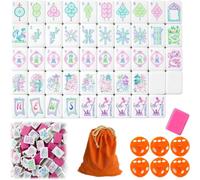 DAO-UPPSE Set Mahjong in acrilico da 160 pezzi - Gioco americano a 4 strati con borsa da viaggio e tessere vuote(Pink)