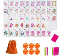DAO-UPPSE Set Mahjong in acrilico da 160 pezzi - Gioco da viaggio a 4 strati con dadi e custodia(Rose red)