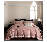 DAO-UPPSE Soft Cotton Bedding Set 4Pcs Duvet Cover Sheet Pillowcases all Seasons Green Pink Gray Apricot Queen King Size(Pink,200 * 230cm/79 * 91in)