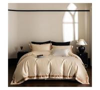 DAO-UPPSE Soft Cotton Bedding Set 4Pcs Duvet Cover Sheet Pillowcases all Seasons Green Pink Gray Apricot Queen King Size(Apricot,200 * 230cm/79 * 91in)
