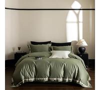 DAO-UPPSE Soft Cotton Bedding Set 4Pcs Duvet Cover Sheet Pillowcases all Seasons Green Pink Gray Apricot Queen King Size(Green,200 * 230cm/79 * 91in)