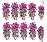 DAO-UPPSE Vite artificiale for gloria mattutina resistente allo sbiadimento, vite singola in seta finta for fioriera for portico esterno(Purple+Rose Red)
