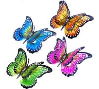 Daogtc Confezione da 4 farfalle decorative da parete in metallo, 16,5 cm, doppie ali, farfalle da appendere alla parete, decorazione per interni ed esterni