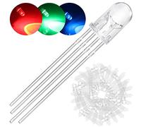 DAOKAI 100Pack 5mm LED Light Emitting Diode Anodo Comune DC 3V 20mA RGB Tri-Color (Rosso/Verde/Blu) 4 Pin Trasparente Trasparente Rotondo LED Buld Lampade Componenti elettronici per Arduino