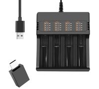 DAOKAI 18650 Caricabatterie, 4 Bay Smart Universal Charger Display LED compatibile 26650 21700 18650 18490 16340 14500 10440 per 3.7V Li-ion batteria ricaricabile