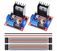 DAOKAI 2 pezzi Scheda controller di azionamento motore L298N DC Modulo di controllo motore passo-passo robot a ponte H doppio per Arduino Smart Car Power con cavo jumper, filo 24AWG