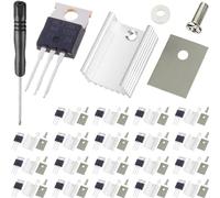 DAOKAI 20 pezzi IRLZ34N Transistor Mosfet Canale N 30A 55V IRLZ34NPBF Transistor MOSFET in linea TO-220AB con dissipatore di calore in alluminio Kit di montaggio per cacciavite, per fai da te