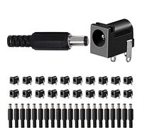 DAOKAI 20PCS DC-005 Power Jack 5.5mm x 2.1mm 3 Pin PCB Mount Connettore DC Presa Nero con 20PCS 5.5 x 2.1mm Spina DC Maschio