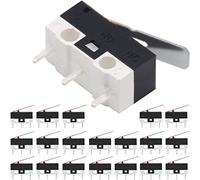 DAOKAI 20PCS Micro Finecorsa NO + NC Cerniera a leva dritta 3PIN 125V 1A Mouse Micro Pulsante a sfioramento Interruttore momentaneo Nero