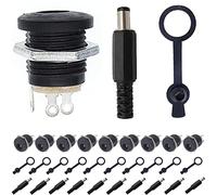 DAOKAI 30 pezzi DC-022 DC presa jack di alimentazione rotonda 3 pin femmina pannello connettore montaggio dado 5,5 x 2,1 mm porta plug-in con anello a vite, spina maschio CC, coperchio impermeabile