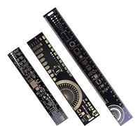 DAOKAI 3PCS PCB Righello 3 Dimensioni 15/20/25 cm 5.9/7.8/9.8in Multifunzionale Ingegneria Righello Resistenza Condensatore Chip IC Strumento di Misura Circuito Stampato Righello