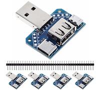 DAOKAI 5 Pcs USB 4 in 1 a DIP Adattatore 2.54mm 8 Pin Tipo-C/Tipo-A Maschio/Tipo-A Femmina/Micro USB Presa a DIP Breakout Board per Alimentatore Fai da Te con 40 Pin Header
