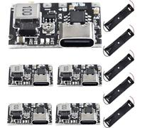 DAOKAI 5 pezzi Scheda caricabatterie, modulo caricabatterie al litio Li-ion 18650,carica e scarica regolabili da 3,7 V a 4,2 V a 5 V/9 V 1 A, con custodia per batteria singola