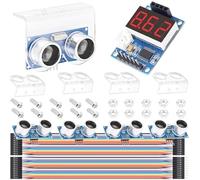 DAOKAI 5 pezzi Sensore ultrasuoni HC-SR04 Kit modulo distanza con 1 pezzo modulo display di misurazione con staffa di montaggio cavo di collegamento dado a vite per apprendimento circuiti elettronici