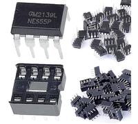 DAOKAI 50 pezzi NE555P Timer a precisione singola NE555 Generatore di impulsi IC Bipolare singolo DIP-8 + 50 pezzi Presa IC DIP-C per progetti di circuiti elettronici fai-da-te