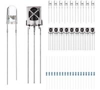 DAOKAI 5mm Emettitore infrarosso + diodo ricevitore IR 18m per Arduino, 940nm Sensore LED ricevitore fotosensibile IC dedicato costruito/anti-interferenza forte, con resistore (20pairs)