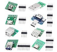 DAOKAI 8 pz Adattatore da USB a DIP 2.54mm USB Tipo-C/Tipo-B/USB 2.0/USB 2.0 Maschio/USB 3.0/Micro USB/Mini USB/USB 4 in 1 a DIP Converter Breakout Board con Pin Header