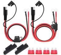 DAOKAI Connettore batteria SAE,2FT/5FT SAE a O Ring Terminal Harness 16AWG Quick Connect/Disconnect,con fusibile di protezione da 10A,per auto moto trattori-4PCS
