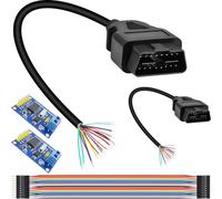 DAOKAI Connettore maschio OBD2 J1962 a spina aperta, cavo di prolunga per diagnostica OBDII, spina diagnostica a 16 pin, nucleo in rame OBD fai da te (30 cm) - 2 pezzi