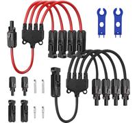 DAOKAI Connettori Solari Adattatore Parallelo a Y, Kit di Strumenti per Cavi Splitter da 1 a 4 M/FFFF e F/MMMM, Distributore per Pannelli Solari - 2 Pezzi