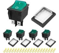 DAOKAI Interruttore a bilanciere 30A 250V KCD2 KCD4 On Off Interruttore DPST ad alta corrente 4 pin 2 posizioni verde illuminato a scatto in interruttore a levetta per uso intensivo T125-5 pz