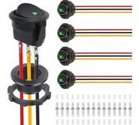 DAOKAI Interruttore LED rotondo 20A 12V DC fino Toggle SPST 20mm Interruttore luminoso LED verde con cavo a molla 3Pin 2Position On-Off controllo per auto camion Rocker - 5pcs