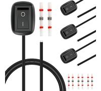 DAOKAI Interruttori fai-da-te per auto Forma di goccia d'acqua Tipo di pasta Interruttore Pulsante per auto Off/ON DC 12V Interruttore a bilanciere per montaggio superficiale Cavo da 23 pollici - 4 pz