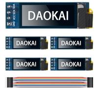 DAOKAI OLED Display Module 0,91 pollici I2C IIC OLED Display Module DC 3.3V~5V 128X32 Pixel Screen Drivern Board con cavo per Arduino (luce bianca) - 5pcs