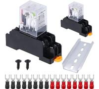 DAOKAI Relè Elettromagnetico di Potenza, DC 12V 10A 8 Pin 2NO 2NC 2DPT Relè Bobina - Confezione da 2, con Indicatore Luminoso, Morsettiera, Alluminio Scanalato e Base Presa -YJ2N-LY