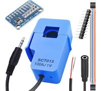 DAOKAI Trasformatore di corrente SCT-013-000 Trasformatore di corrente a nucleo diviso non invasivo CA 100 A/1 V + scheda di conversione ADC ADS1115 con cavo di collegamento e cavo audio femmina