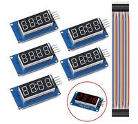 DAOKI 5PCS Modulo Display LED TM1637 7 Segmenti 4 Bit Anodo Comune Orologio Tubo Digitale Rosso per Arduino con Cavo Dupont Maschio a Femmina 8 PIN