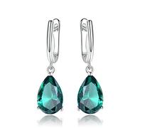 DAOMEI Orecchini A Clip con Pietra Preziosa Verde Smeraldo Creati per Le Donne Gioielli in Argento Sterling 925 per Feste di Anniversario di Matrimonio