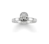 DAOMEI Teschio Bianco Pave Anello Stile Europa Glam Moda Buoni Gioielli per Le Donne Regalo in Argento Sterling 925 Ridimensionabile