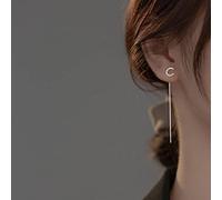DAOMEI Vero Argento Sterling 925 Moda Ciondola 26 Lettera Nappa Catena Orecchini Pendenti per Figlia Ragazze Gioielleria