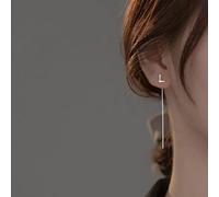 DAOMEI Vero Argento Sterling 925 Moda Ciondola 26 Lettera Nappa Catena Orecchini Pendenti per Figlia Ragazze Gioielleria