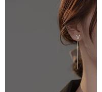 DAOMEI Vero Argento Sterling 925 Moda Ciondola 26 Lettera Nappa Catena Orecchini Pendenti per Figlia Ragazze Gioielleria