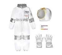 Daooibpa Costume da astronauta per bambini, vestito per avventure spaziali, con borsa per casco e guanti, gioco di ruolo per feste di Halloween, carnevale, aule scolastiche, spettacoli teatrali