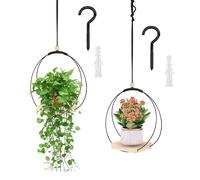 DAOOZHU Cestino portafiori sospeso per interni - Set di 2 vasi da appendere con base in legno, design moderno, perfetti per decorazioni interne