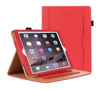 DAORANGE Custodia per iPad 9.7 6a/5a Generazione 2018/2017, Cover per iPad Air 2 9.7 2014, Custodia in Pelle PU di Alta Qualità, Tasca Portadocumenti, Auto Svegliati/Sonno (Rosso)