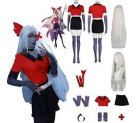 Daotutu Anime Hazbin Hotel Cosplay Costume Ruolo Vaggie Uniforme Set Fancy Dress Up Vestito Completo Halloween Dress Up Suit con Parrucca per Donne Ragazze (L)