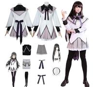 Daotutu Anime Puella Magi Madoka Magica Cosplay Costume Ruolo Akemi Homura Uniforme Set Fancy Dress Up Vestito Completo Halloween Dress Up Suit con Parrucca per Donne Ragazze (S)