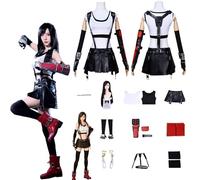 Daotutu Final Fantasy VII Remake Cosplay Costume Ruolo Tifa Lockhart Cosplay Uniforme Set Fancy Dress Up Vestito Completo Halloween Dress Up Suit con Parrucca (L)