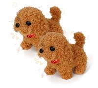 DAOUZL Cane Robot Interattivo, 2x Cagnolino Elettronico Realistico che Cammina e Abbaia - Giocattolo Cane di Peluche con Movimento e Suono - Regalo per Bambini e Bambine 2 3 4 5 6 7 Anni