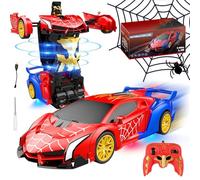 DAOUZL Macchina Telecomandata Spider Robot 2 in 1 Trasformabile, 360° Rotazione, Luci LED Sotto, 2.4 GHz RC Giocattolo Auto Robot Trasformabile Regalo per Bambini e Bambine 3 4 5 6 7 8 Anni