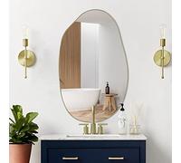 DAOYIJIAJU Specchio da parete irregolare, specchio moderno asimmetrico, unico specchio a forma strana, specchio organico dorato per soggiorno, bagno, camera da letto, ingresso, 85 x 52 cm