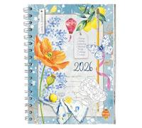 Daphne's Diario giornaliero 2026 | Calendario quotidiano con disegni creativi, panoramiche mensili pieghevoli, lista della spesa | Agenda settimanale decorativa, scrapbook pieno di carta d'arte e