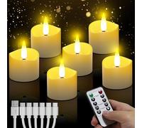 daphomeu Candele a LED ricaricabili con telecomando, 6 pezzi, senza fiamma, con funzione timer per auto, emulazione (lumini Ricaricabili 6 Pezzi)