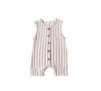 DaPongZhi Bambino Pagliaccetti Pigiama in Cotone Neonato Ragazzi Ragazze Manica Senza Tutine 0-24 Mesi,Vestiti Neonato Femmina,Body Neonato Canottiera,Completini Estivi (02-Beige, 3-6 Months)