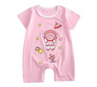 DaPongZhi Bambino Pagliaccetti Pigiama in Cotone Neonato Ragazzi Ragazze Manica Senza Tutine 0-24 Mesi,Vestiti Neonato Femmina,Body Neonato Canottiera,Completini Estivi (06-Pink, 18-24 Months)